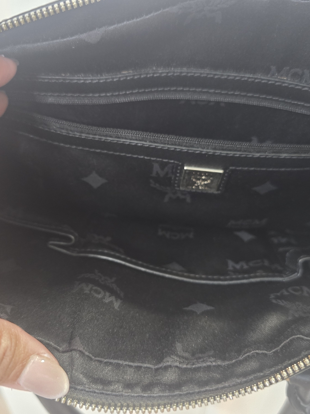MCM Black Leather Visetos Satchel Bag - Picture 10 of 13